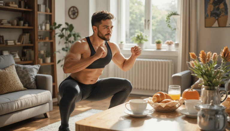 Sport à domicile avant le petit-déjeuner