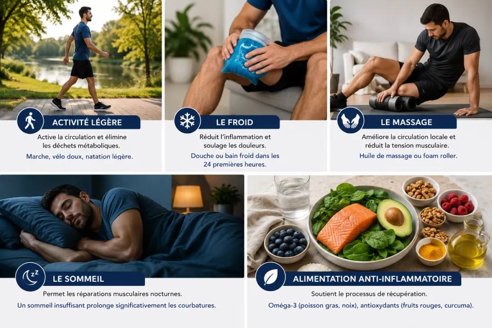 Courbatures après le sport : causes et solutions efficaces