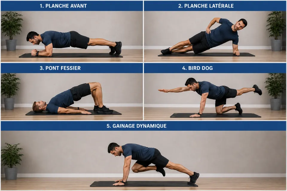 Gainage à domicile : programme efficace sans matériel avec un coach sportif